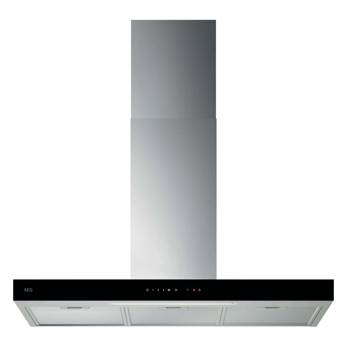 Exaustor Chaminé AEG GB67D91HL (Altura 118 cm - 90 cm - 118 cm - Preto/Inox)