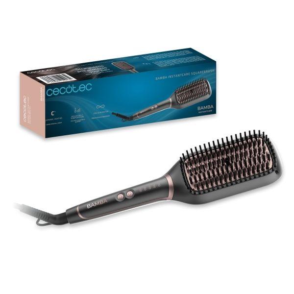 Escova Alisadora CECOTEC Bamba InstantCare SquareBrush (Cerâmica - Cinzento e Bronze)