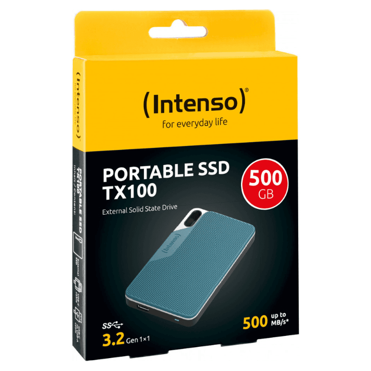SSD Externo INTENSO TX100 (500 GB - USB 3.2 Gen 1x1 - USB-C - Azul e Cinzento), miniatura 3