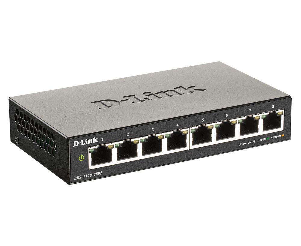 Switch D-LINK DGS-1100-08V2 (8 Portas - Gigabit Ethernet - Até 1000 Mbps - Preto) — miniatura 3