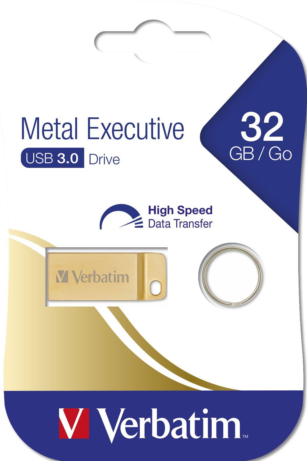 Pen USB VERBATIM Metal Executive (USB Type-A - USB 3.2 Gen 1 - Sem tampa - Dourado), miniatura 6