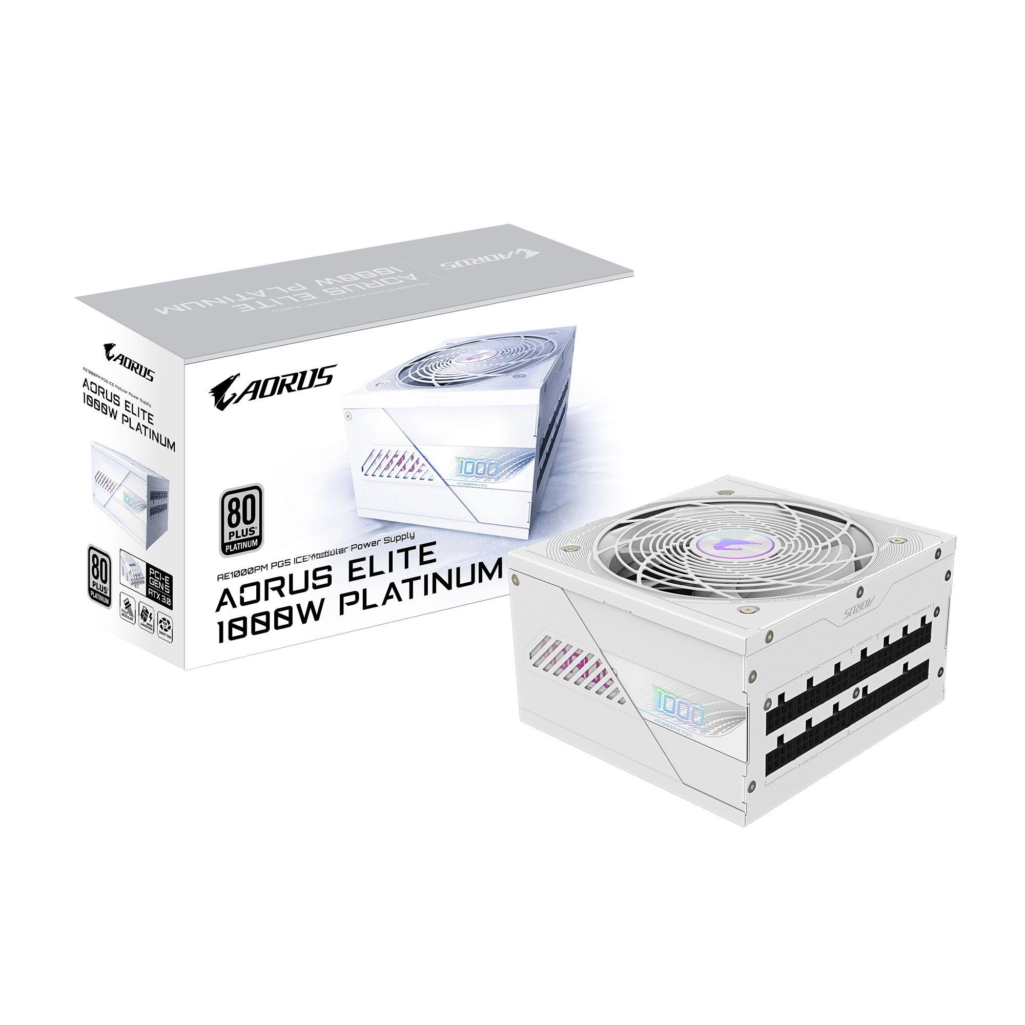 Fonte de Alimentação GIGABYTE AORUS ELITE P1000W ICE (ATX - 1000 W - 80 Plus Platinum - Branco)