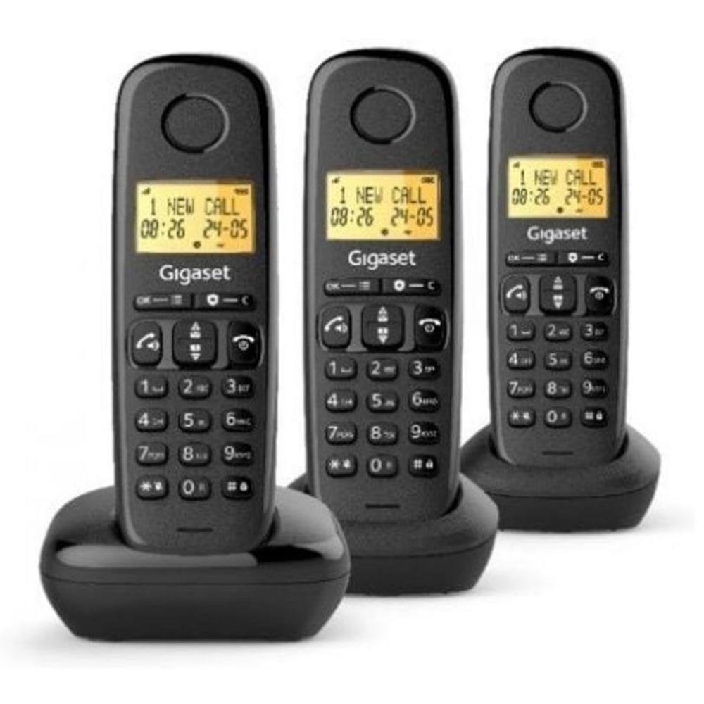 Telefone Sem Fios GIGASET Basic 100 Trio (Preto)