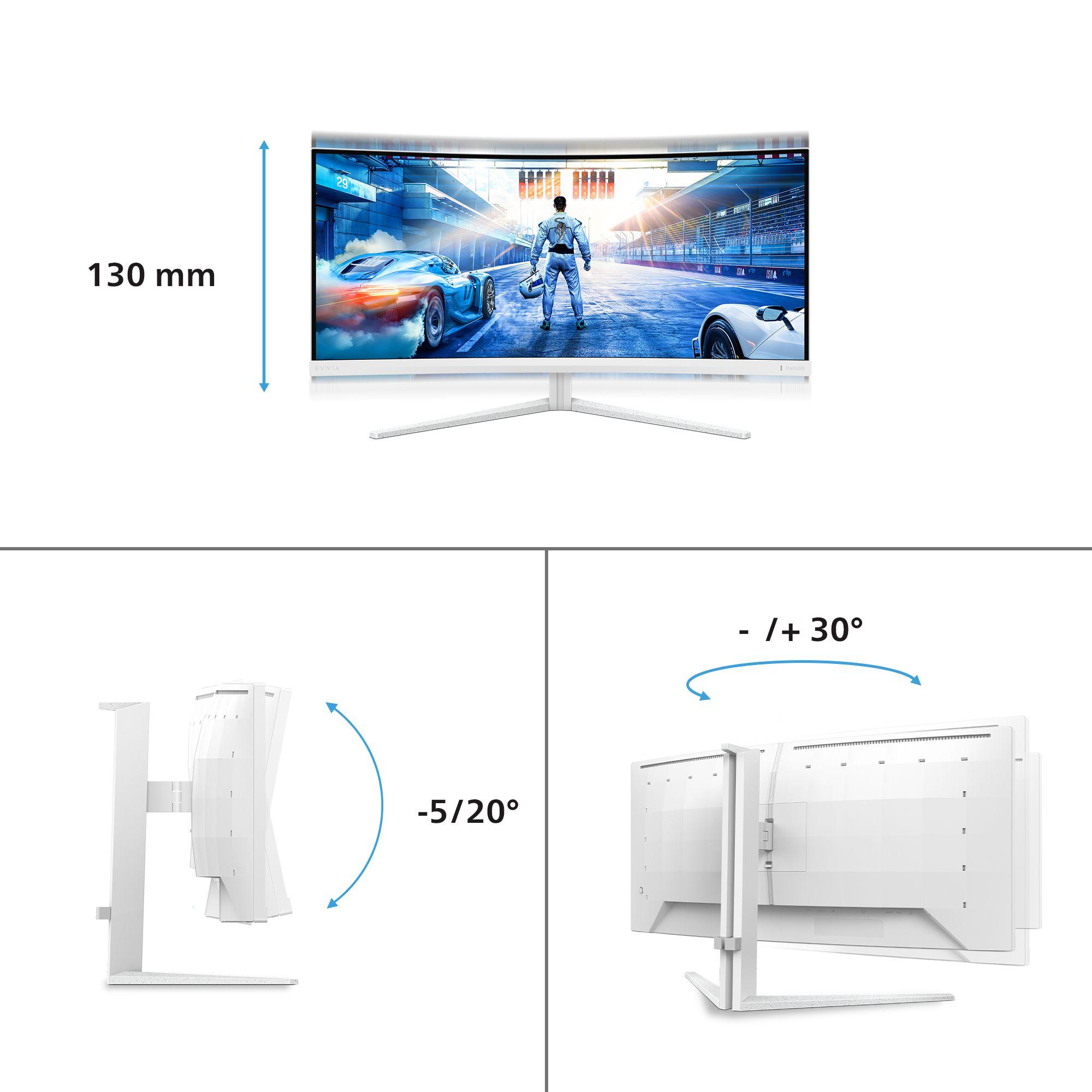 Monitor PHILIPS Evnia 34M2C5501A/00 (34" - Fast VA - 180 Hz - Branco) — miniatura 3