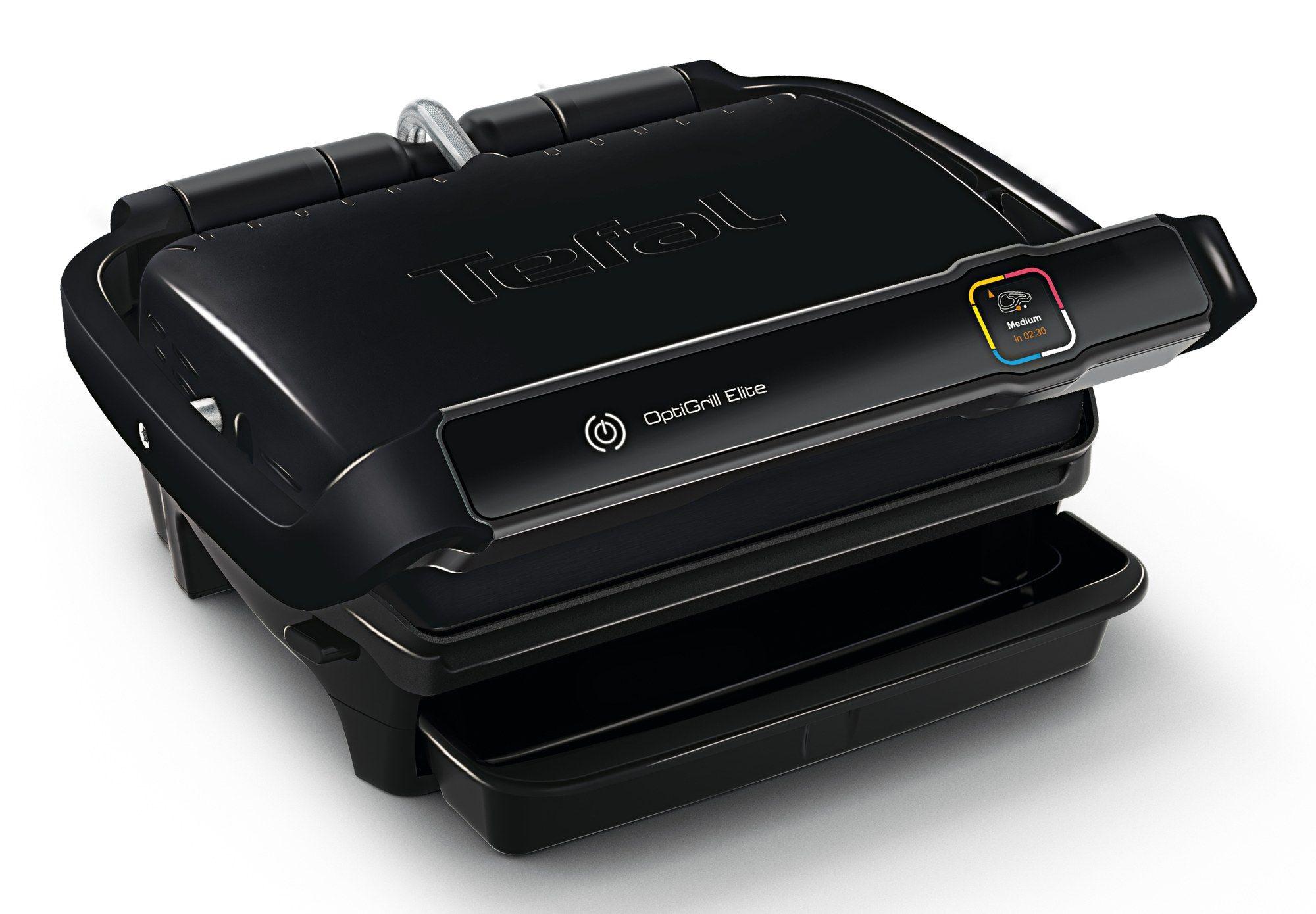 Grelhador de Contacto TEFAL OptiGrill Elite GC7508 (Altura 18 cm - Preto)