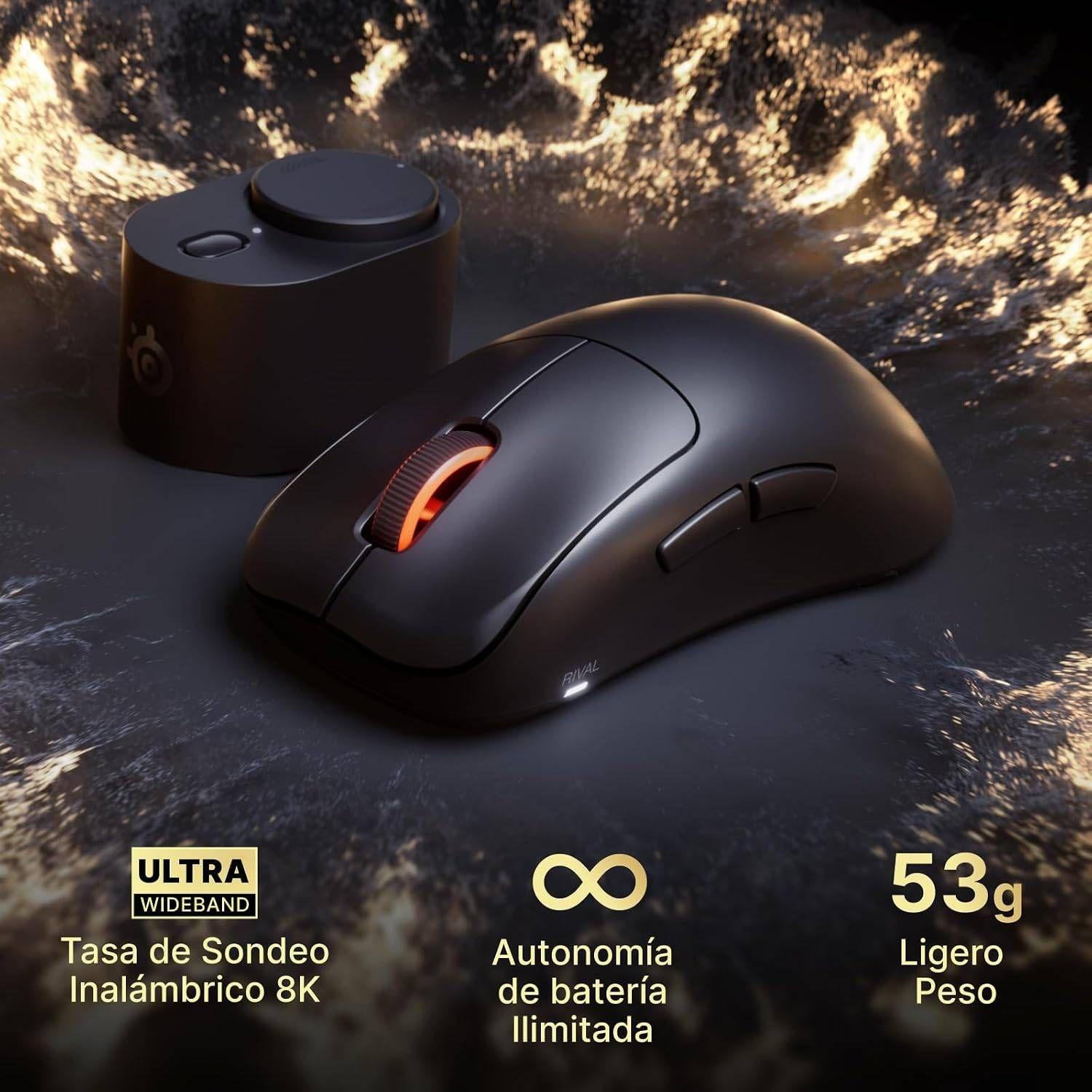 Rato STEELSERIES Rival Pro WL (42 000 DPI - TrueMove 42K Pro ótico - 800 IPS - Preto) — miniatura 4