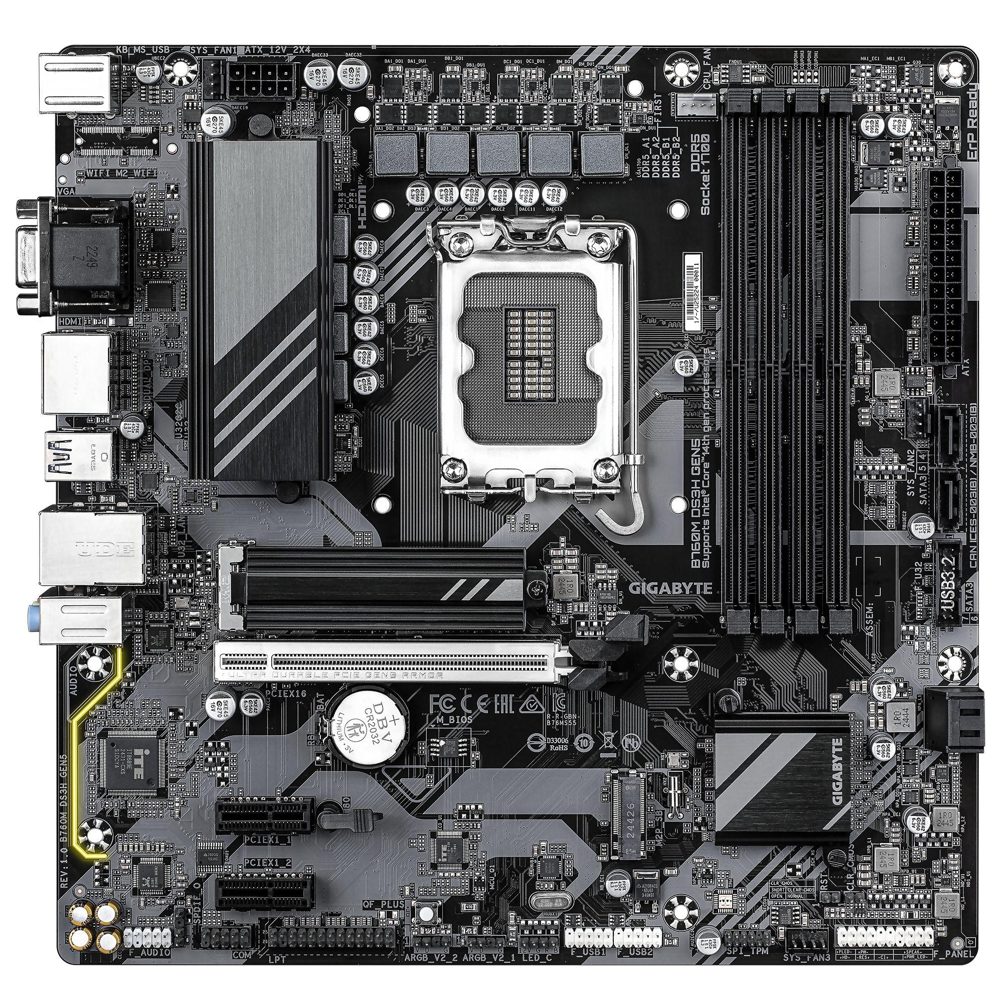 Placa Base GIGABYTE B760M DS3H GEN5 (LGA 1700 - micro ATX - Duplo canal - Castanho Escuro) — miniatura 2