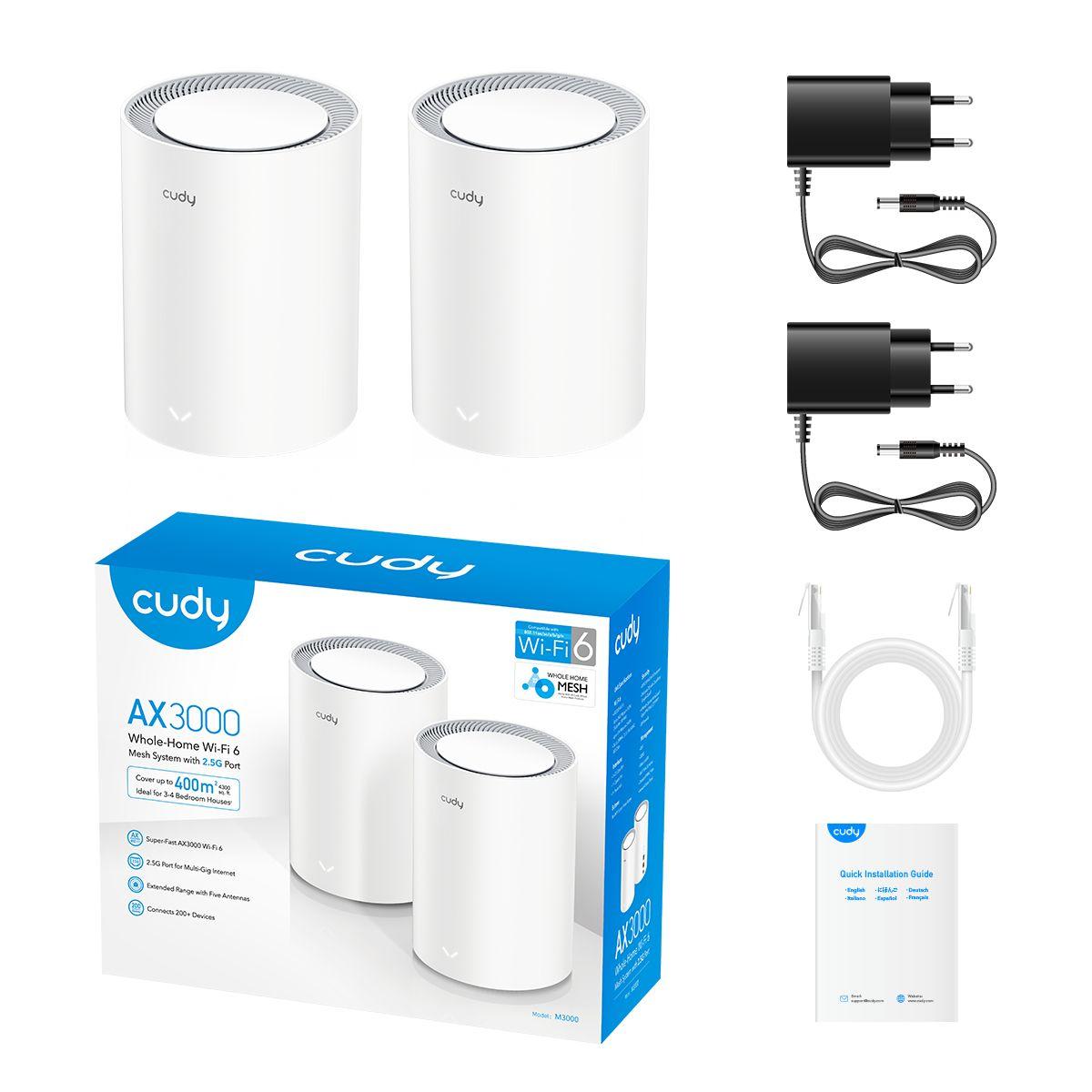 Sistema Mesh CUDY M3000(2-PACK) V2.0 (Wi-Fi 6 - 2402 Mbit/s - Dual-band - Branco), miniatura 3