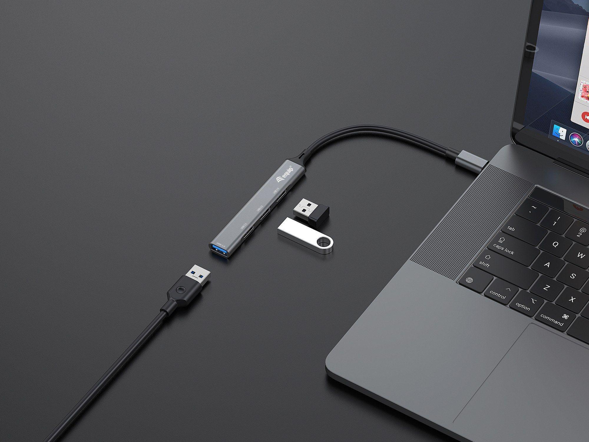 Hub USB-C EQUIP 128961 (0,15 m - USB Type-C - Preto e Cinzento) — miniatura 3