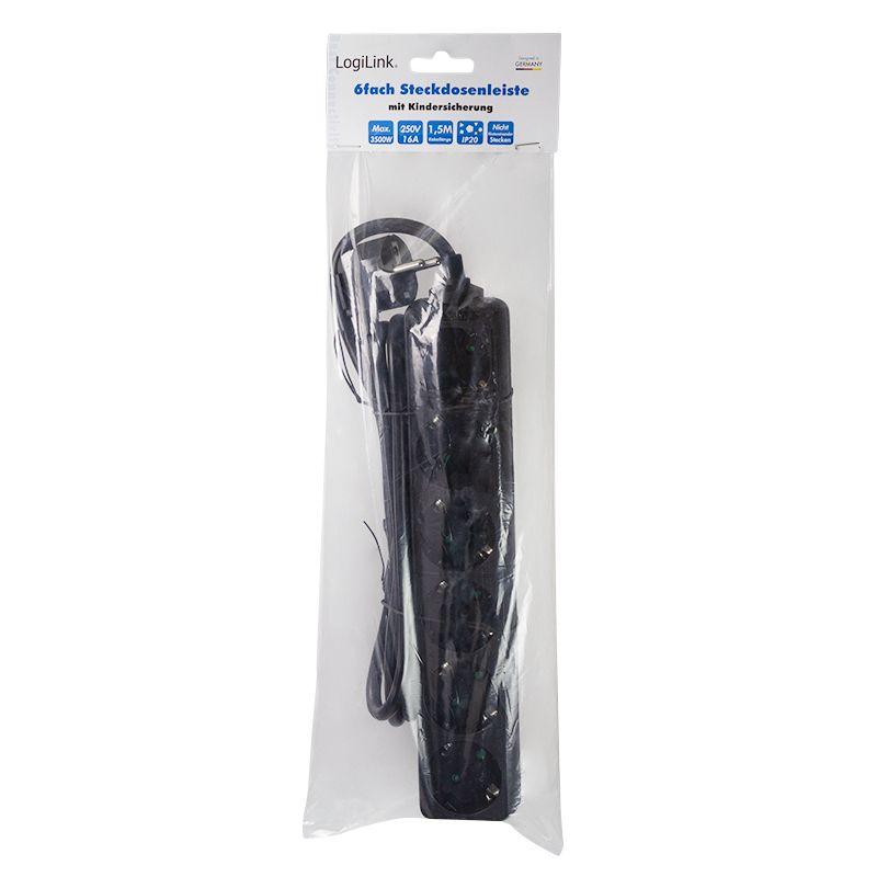 Régua de Tomadas LOGILINK LPS238B (1,5 m - Preto), miniatura 3