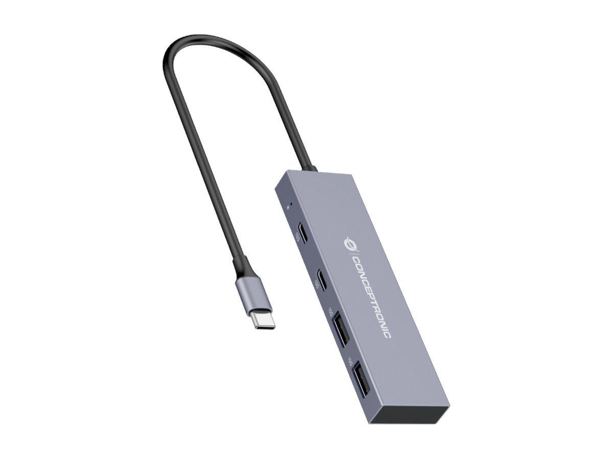 Hub USB-C CONCEPTRONIC HUBBIES13G (0,25 m - USB 3.2 Gen 2 Tipo-C - Cinzento)