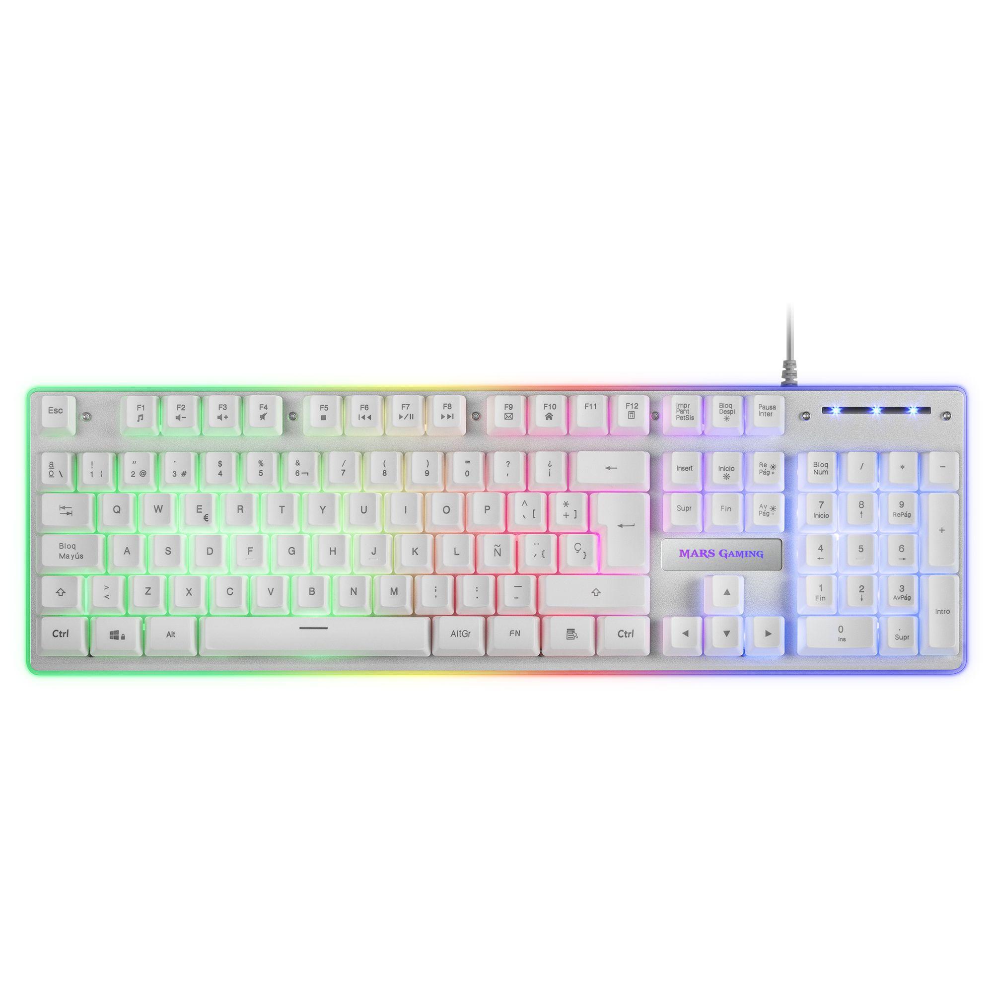 Conjunto Teclado, Rato e Tapete MARS GAMING MCPXWES (Espanhol - Interruptor de membrana - Tamanho completo - Branco), miniatura 2