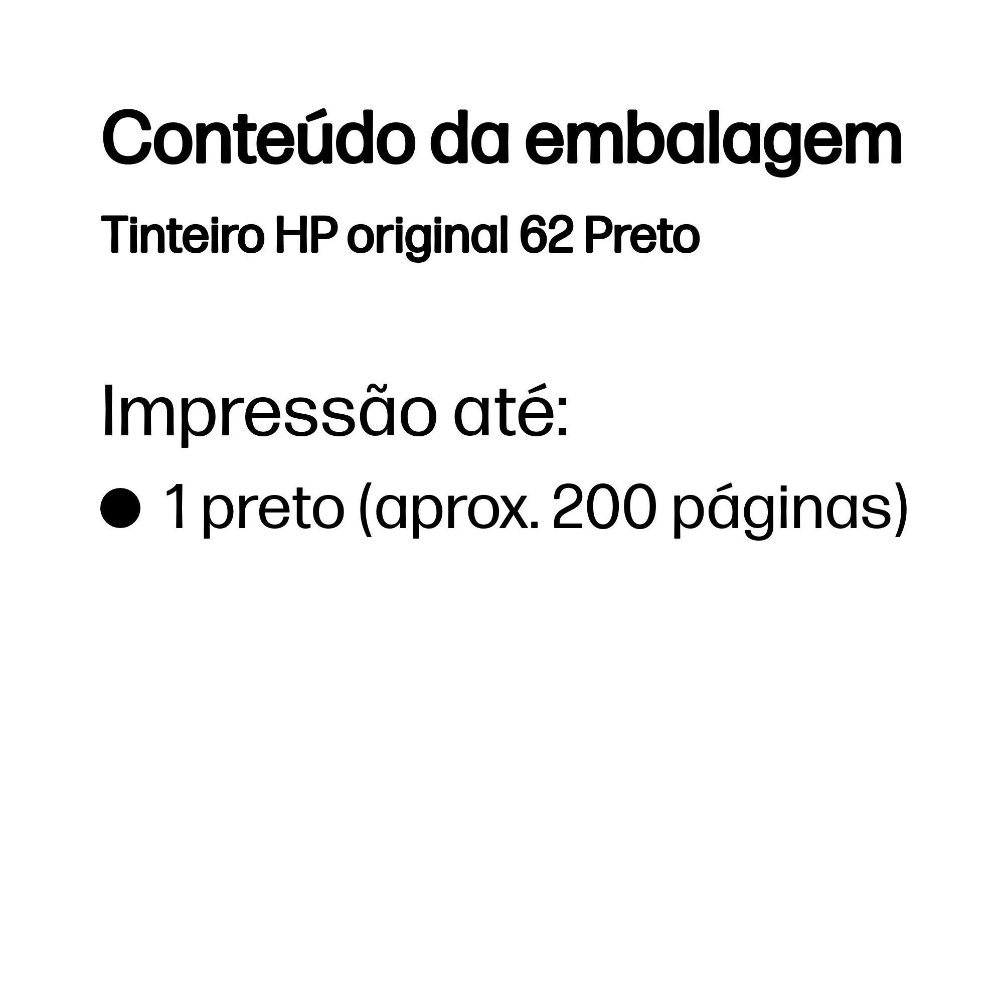 Tinteiro HP 62 C2P04AE (200 páginas - Preto), miniatura 3