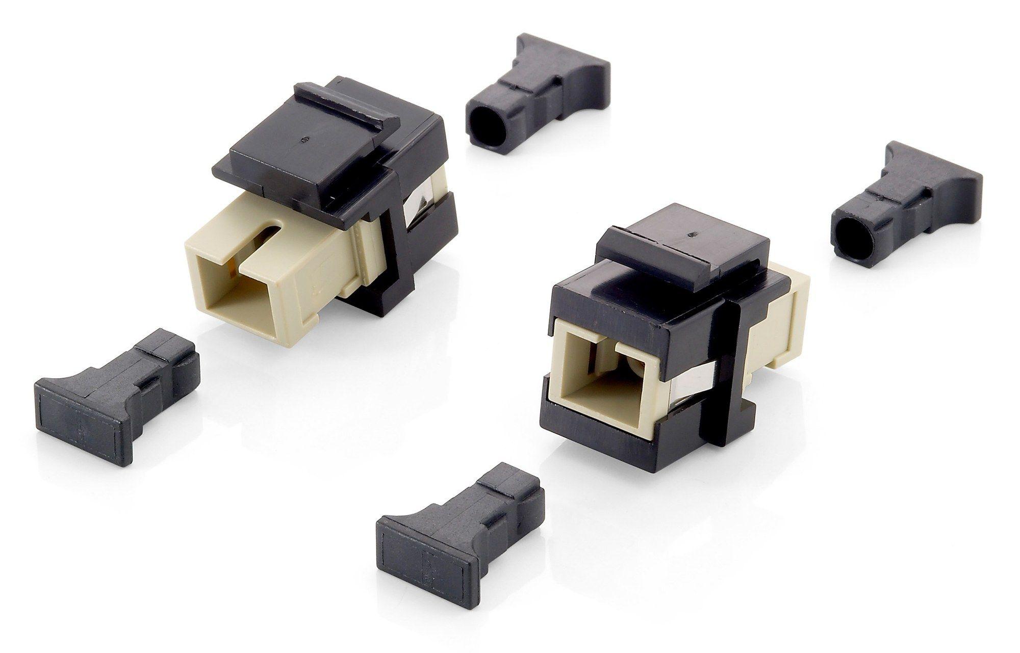 Adaptador Keystone de Fibra Ótica EQUIP 125572 (SC Simplex - Conjunto de 8 - Bege e Preto)