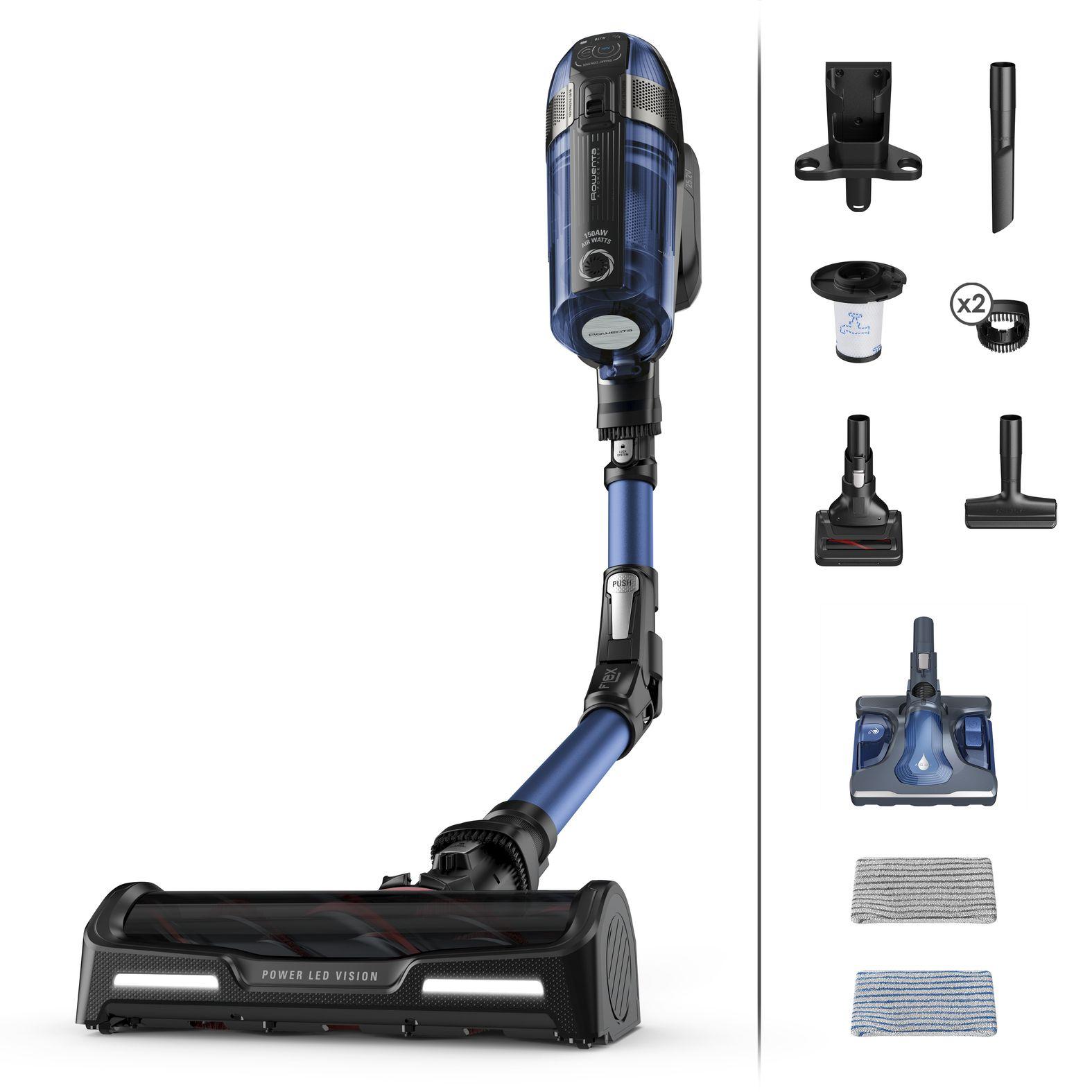 Aspirador Vertical 2 em 1 ROWENTA X-Force Flex 12.60 Aqua RH98C0WO (Altura 25,5 cm - Azul e Cinzento)