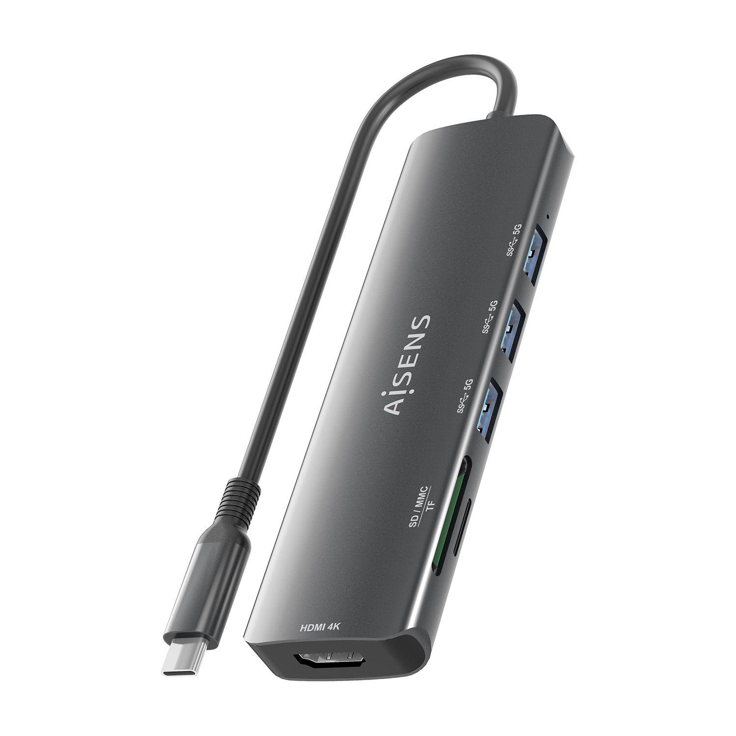Hub USB-C AISENS ASUC-6P024-GR (0,15 m - Cinzento), miniatura 8