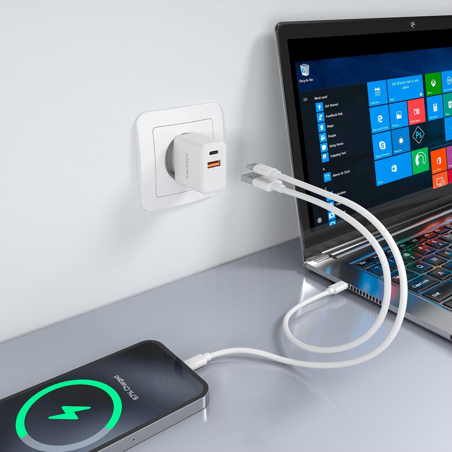 Carregador de Tomada AISENS A110-1025 (20 W - Branco) — miniatura 5
