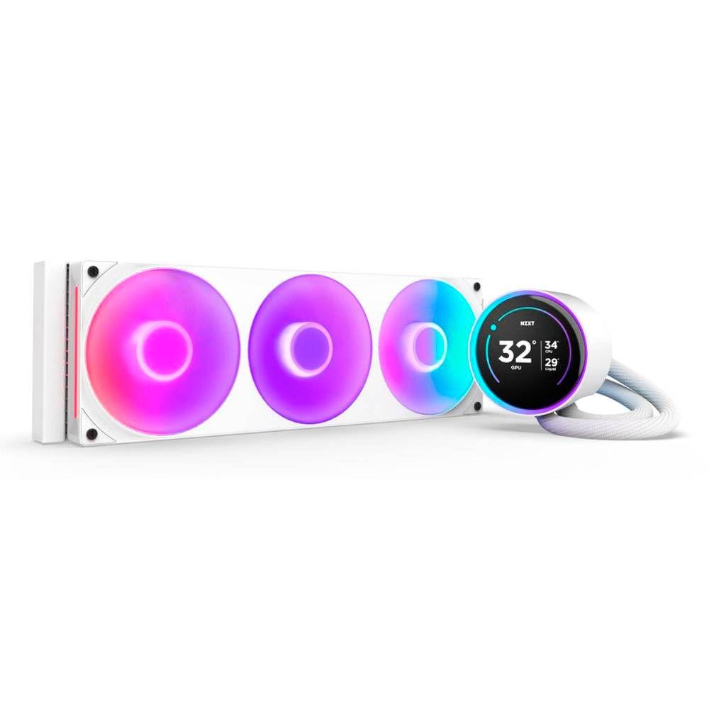 Sistema de Refrigeração Líquida NZXT Kraken Elite 360 RGB (120 mm - 3 ventoinhas - 2400 RPM - Branco), miniatura 2