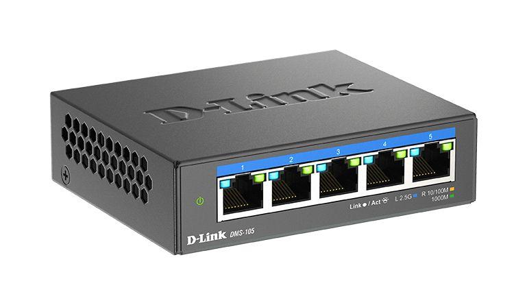 Switch D-LINK DMS-105 (2.5G Ethernet - 8,1 MB - 25 Gbit/s - Preto)