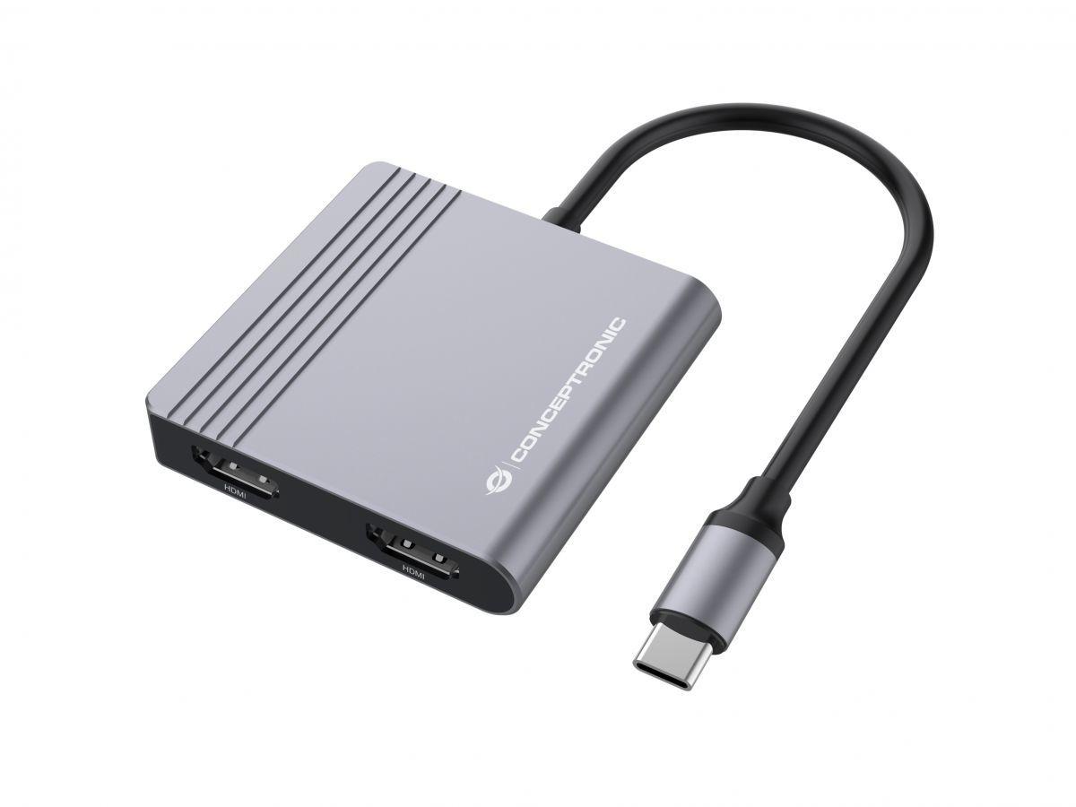 Hub USB-C CONCEPTRONIC DONN13G (0,25 m - Cinzento) — miniatura 2
