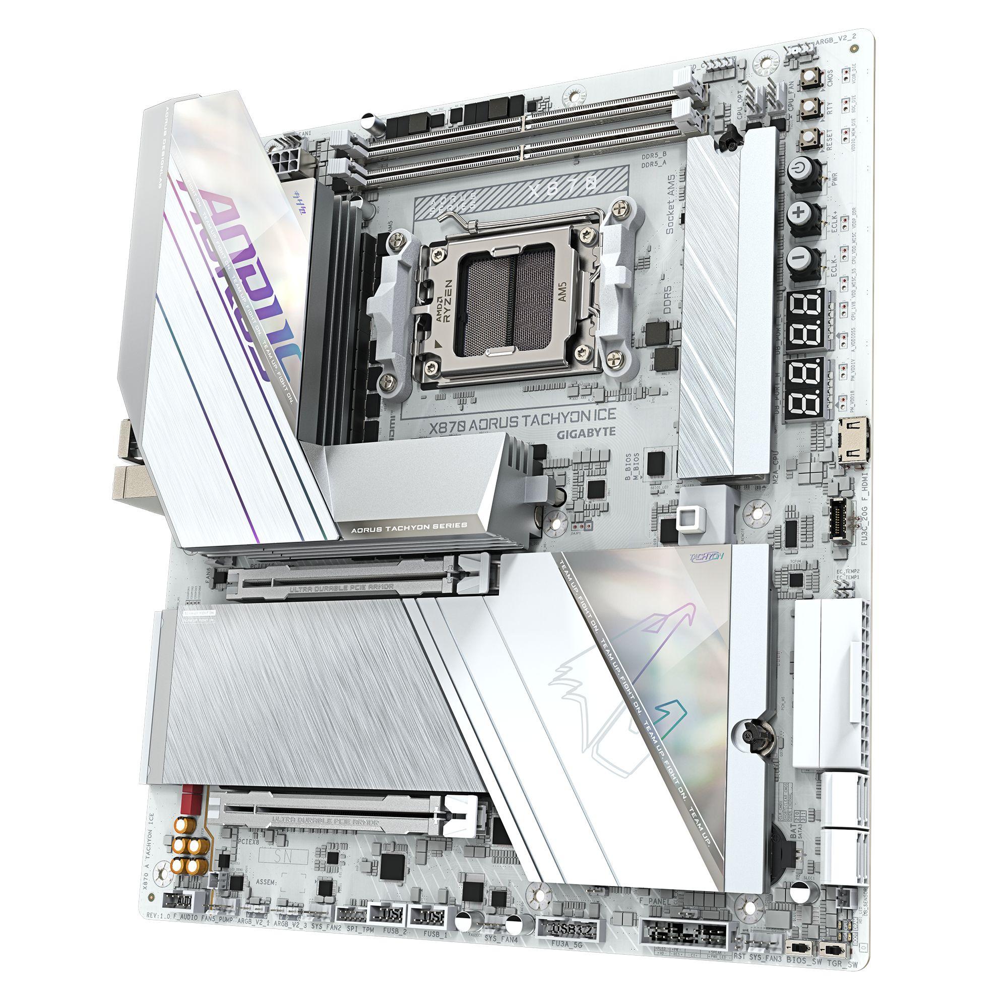 Motherboard GIGABYTE X870 AORUS TACHYON ICE (AM5 - E-ATX - Duplo canal - Branco) — miniatura 4