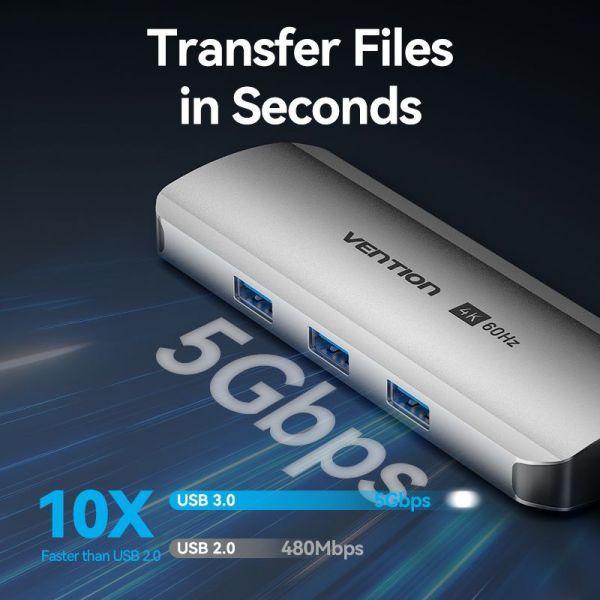 Docking Station USB-C VENTION TQLHB (Prateado), miniatura 5