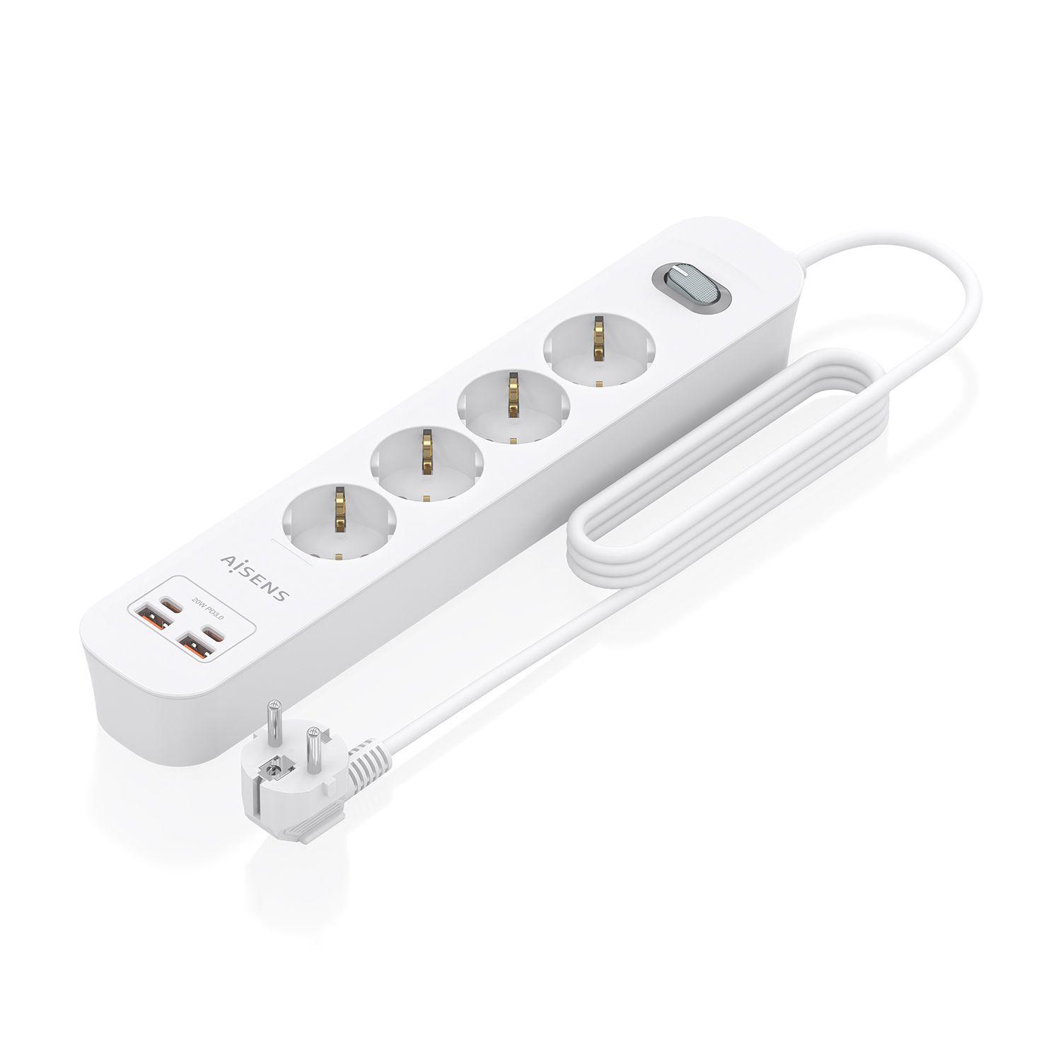 Bloco de Tomadas AISENS ASPS-2A2C12-W (Cobre - Branco)