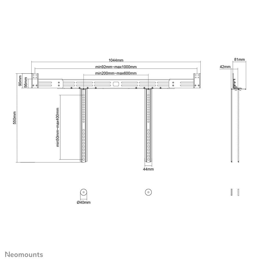 Suporte de Parede para Barra de Som NEOMOUNTS AWL29-750BL1 (10 kg - Parede - Preto), miniatura 13