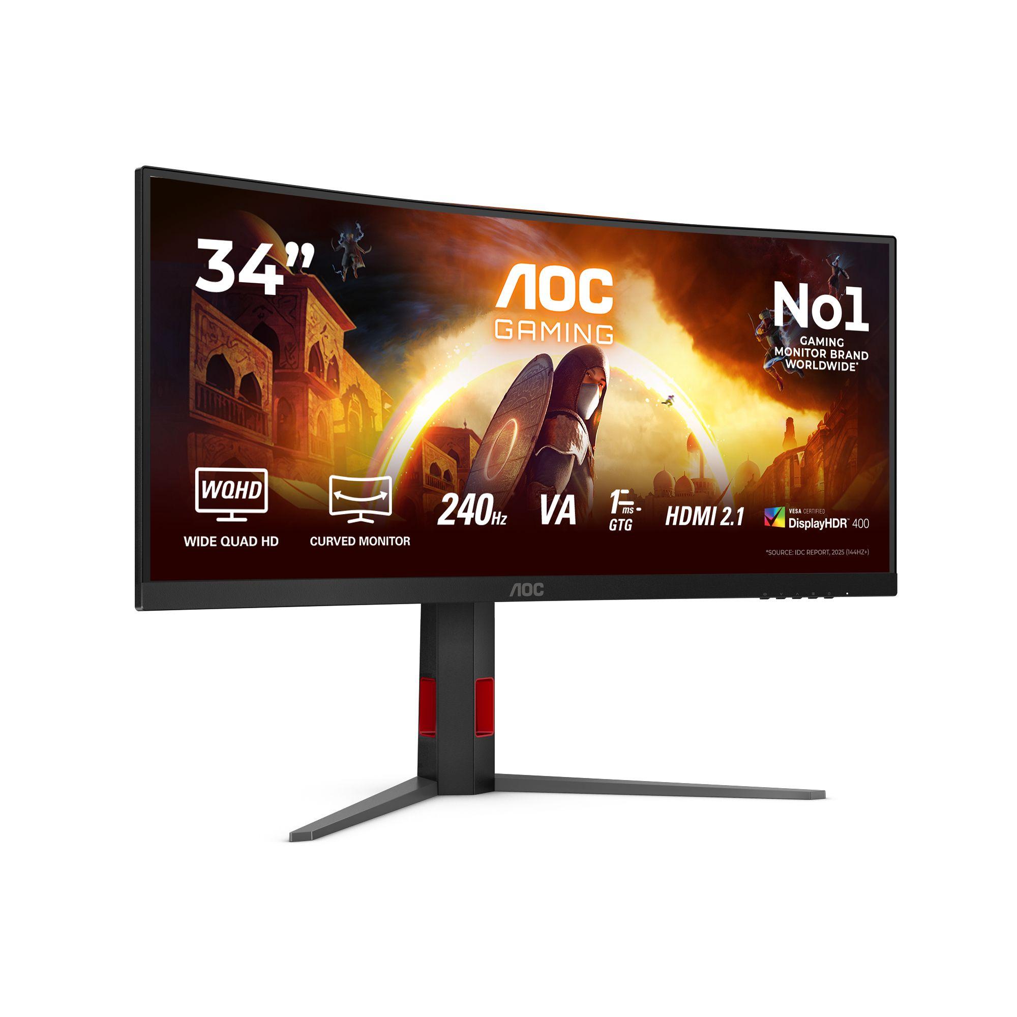 Monitor AOC CU34G4Z (34" - Fast VA - 240 Hz - Preto/Vermelho) — miniatura 2