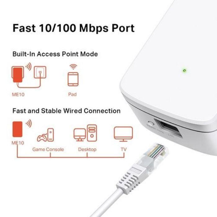 Repetidor Wi-Fi MERCUSYS ME10 (300 Mbit/s - Single-band - 10/100Base-T - Branco) — miniatura 5