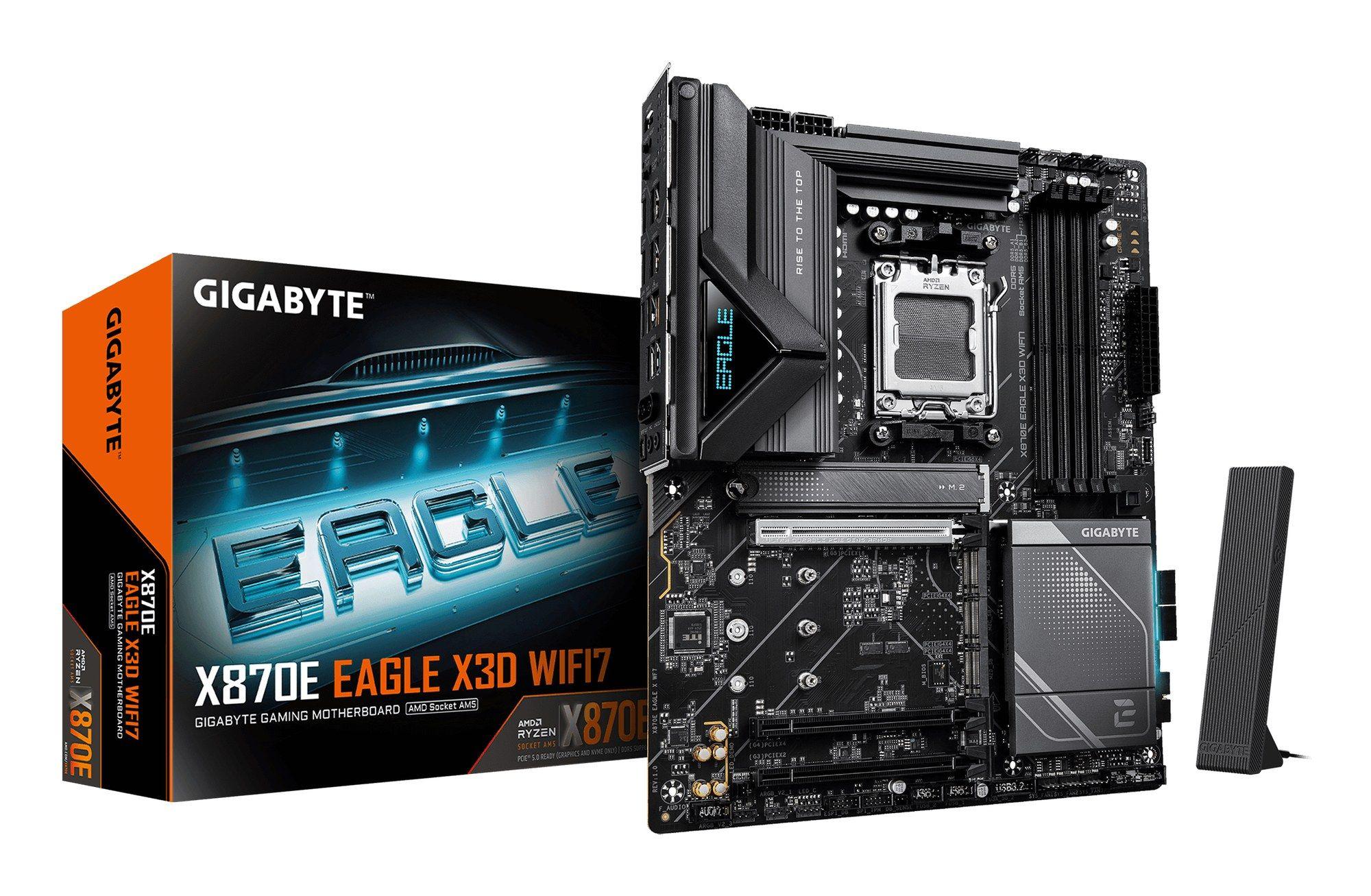 Motherboard GIGABYTE X870E EAGLE X3D WIFI7 (AM5 - ATX - Duplo canal - Preto)