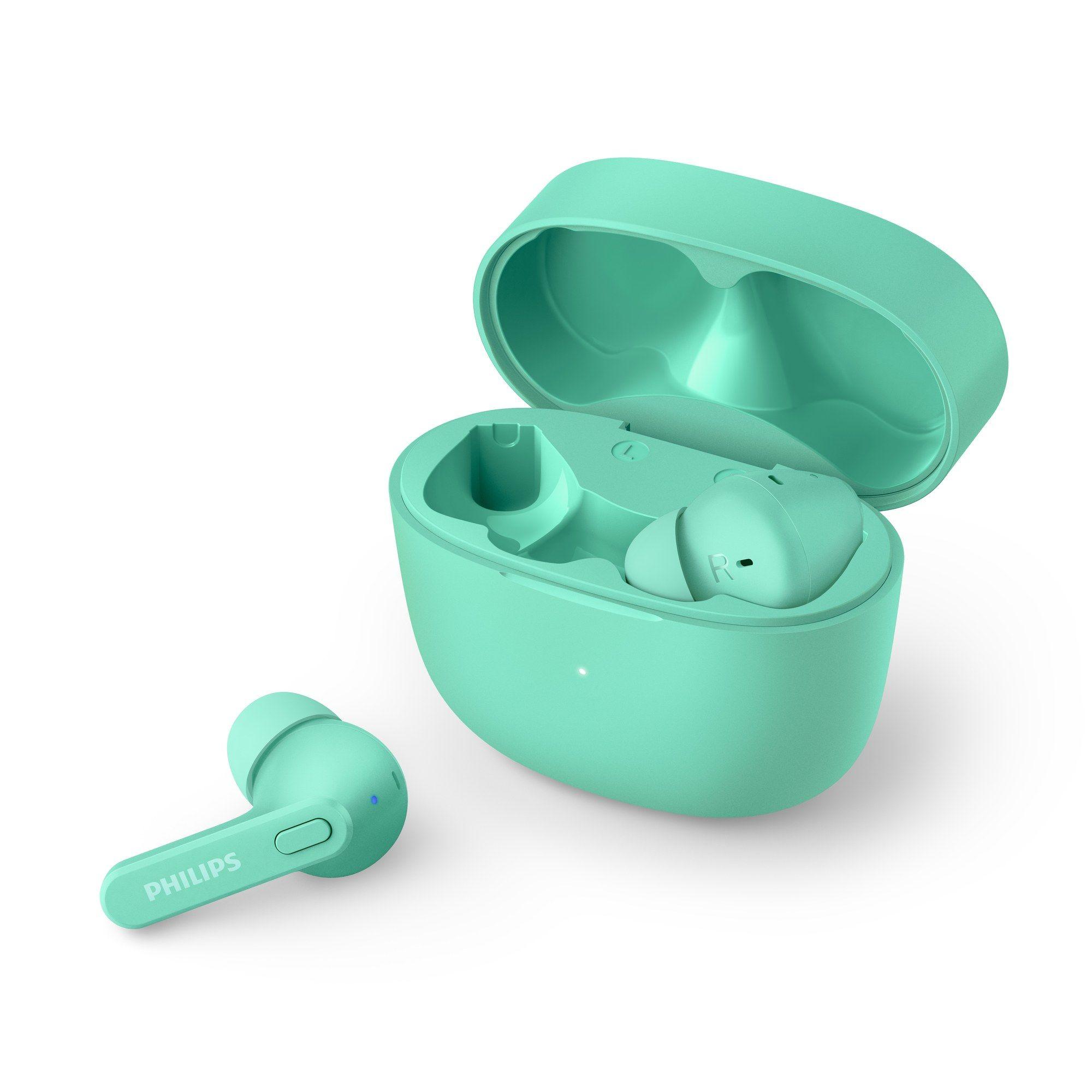 Auscultadores PHILIPS TAT2206GR/00 (Binaural - True Wireless Stereo - Intra-aural - Turquesa)