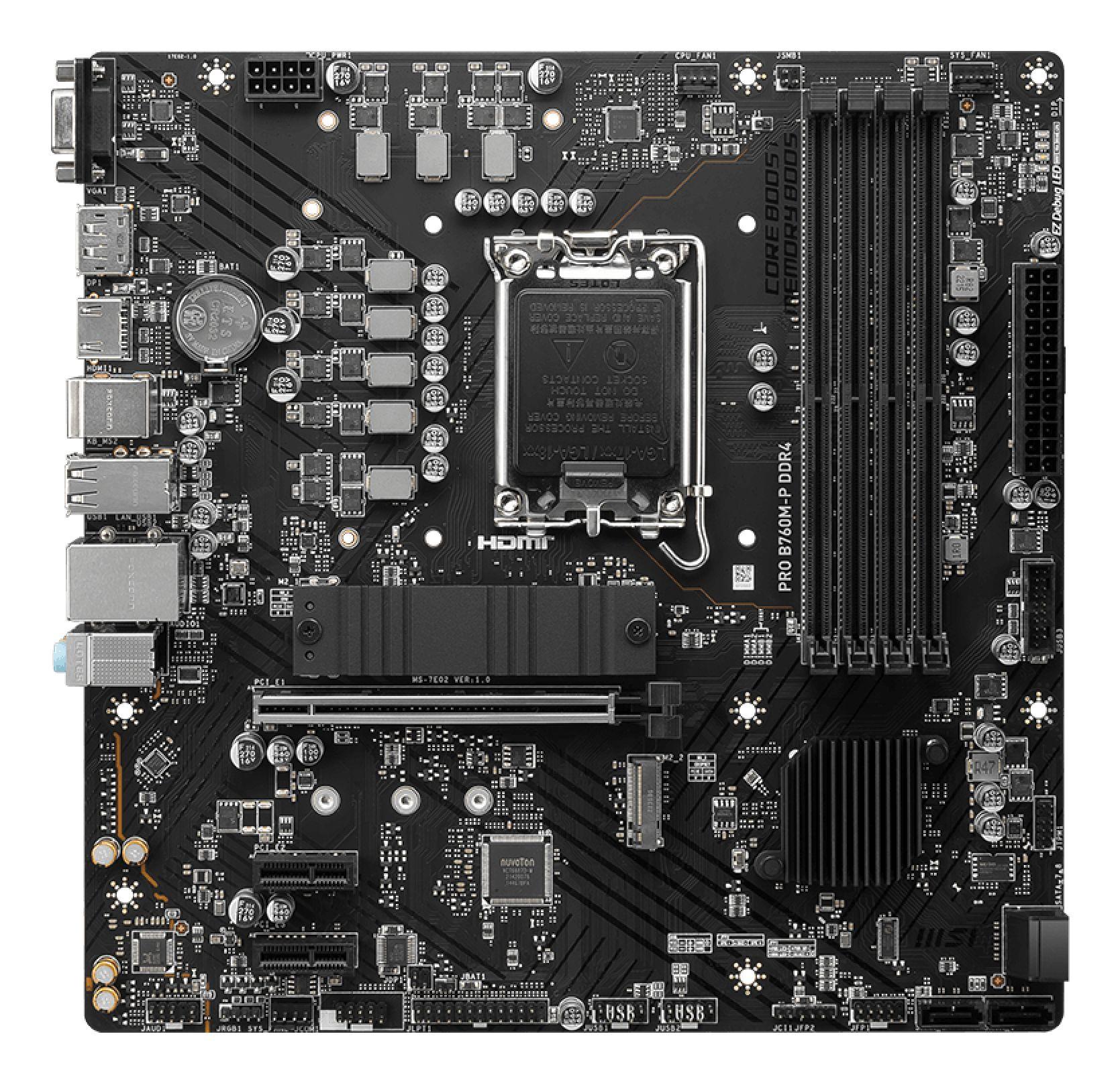 Motherboard MSI PRO B760M-P DDR4 (LGA 1700 - micro ATX - DDR4-SDRAM - Preto), miniatura 2