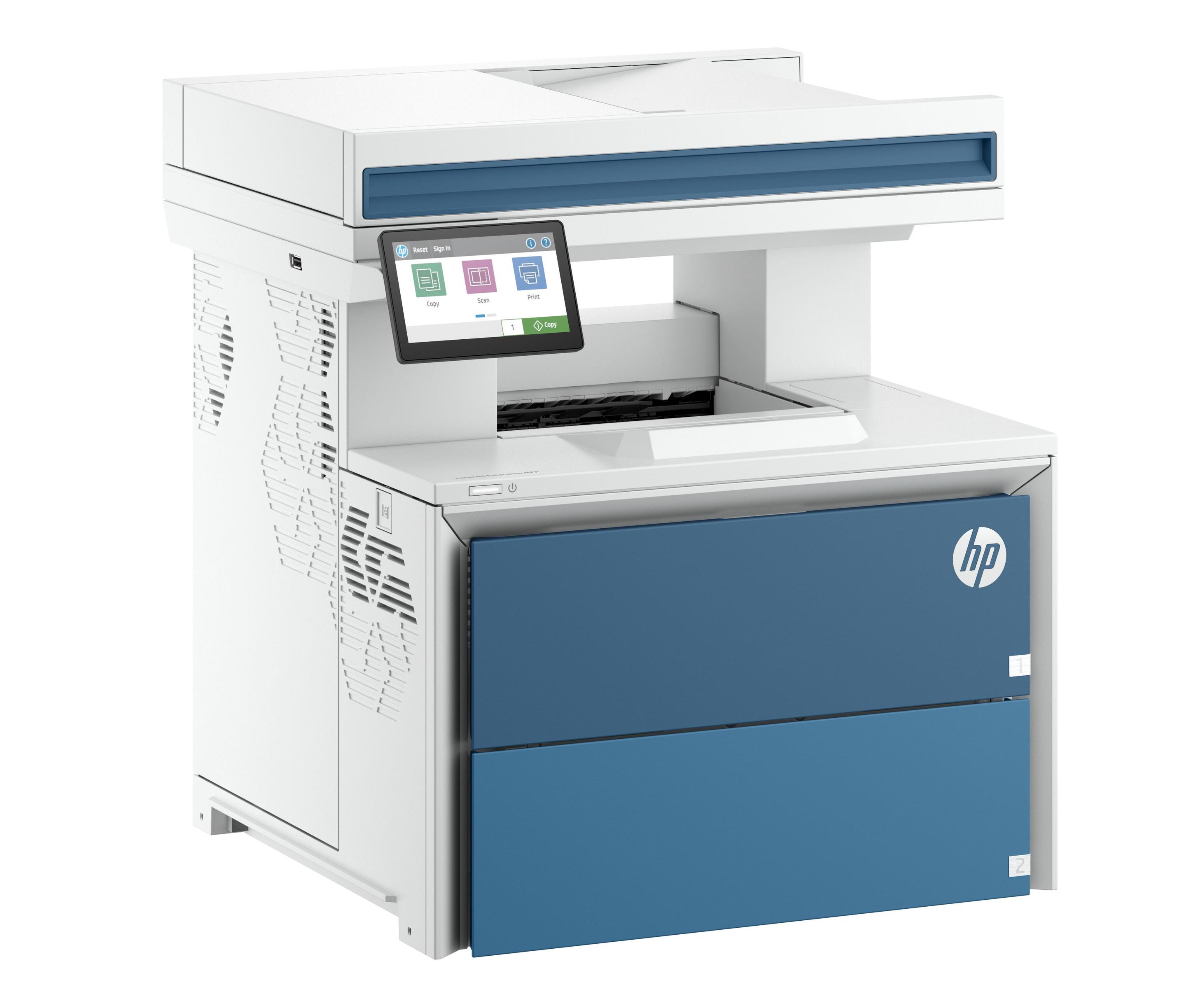 Impressora Multifunções Laser HP LaserJet Enterprise MFP 5601dn (A4 - Impressão a preto e branco - 650 folhas - Branco e Azul), miniatura 2
