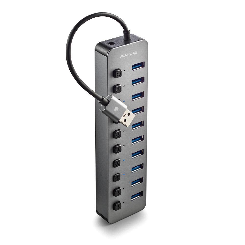 Hub USB NGS IHUB10 (0,18 m - USB 3.0 - Preto)