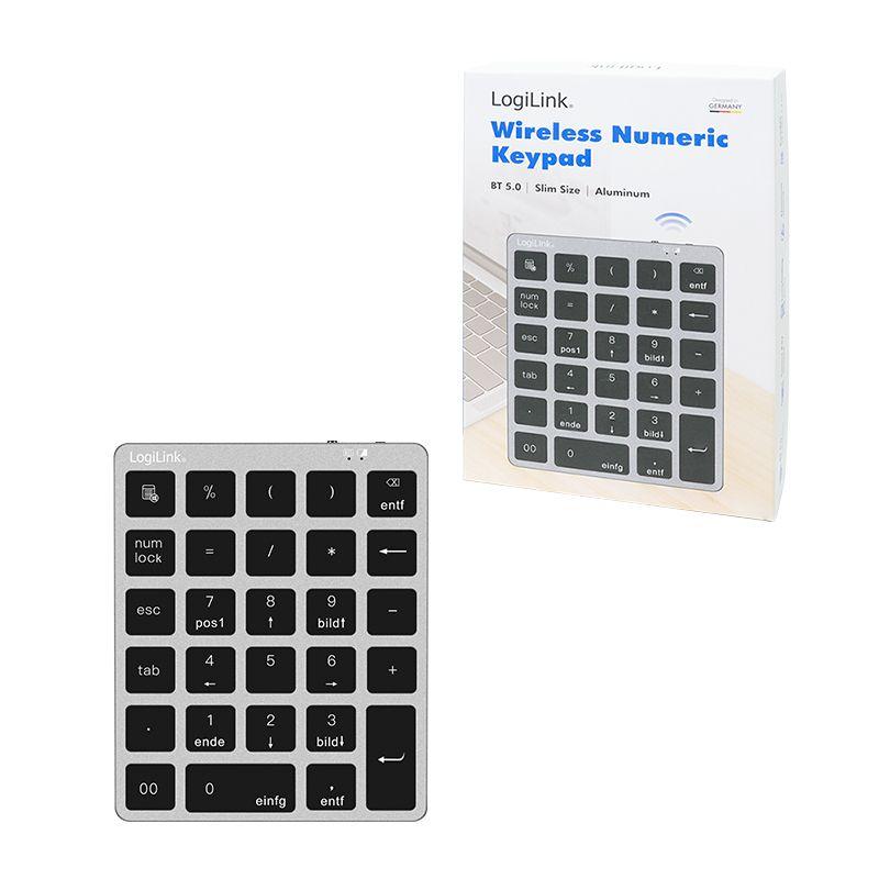 Teclado LOGILINK ID0212 (Internacional - Teclas de tesoura - Bluetooth - Cinzento) — miniatura 2