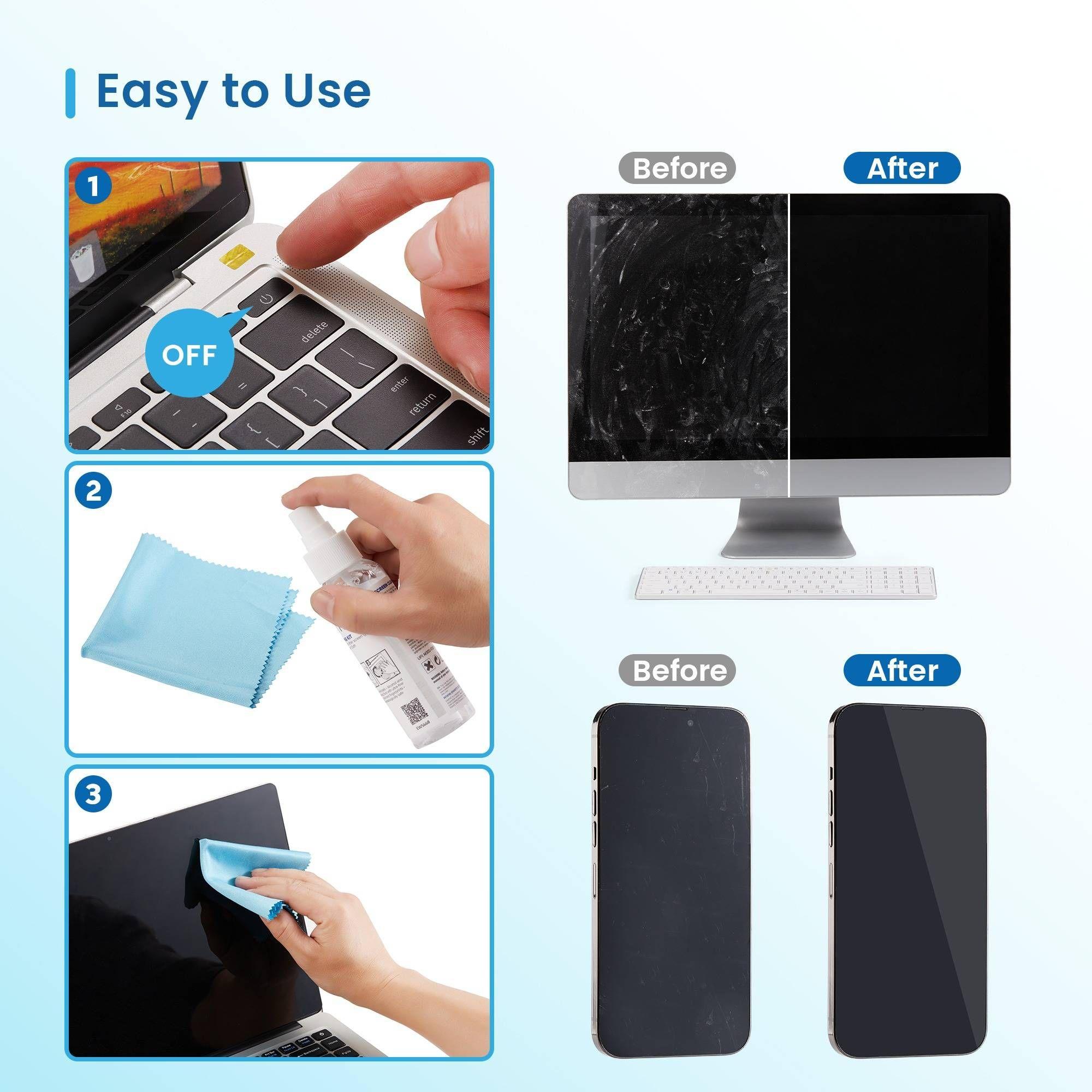Kit de Limpeza de Ecrãs EWENT EW5668 (Ecrãs/Plásticos, Universal - Azul e Branco) — miniatura 3