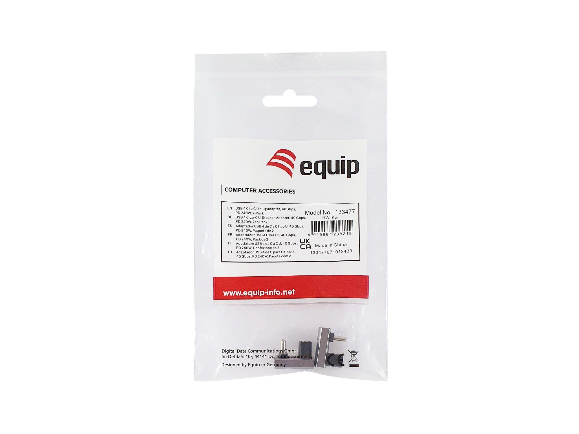 Adaptador USB-C EQUIP 133477 (USB4 Gen 4 - 40 Gbit/s - 240 W - 2 unidades - Preto/Cinzento) — miniatura 5