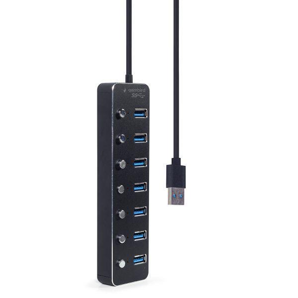 Hub USB GEMBIRD UHB-U3P7P-01 (0,24 m - Preto) — miniatura 2