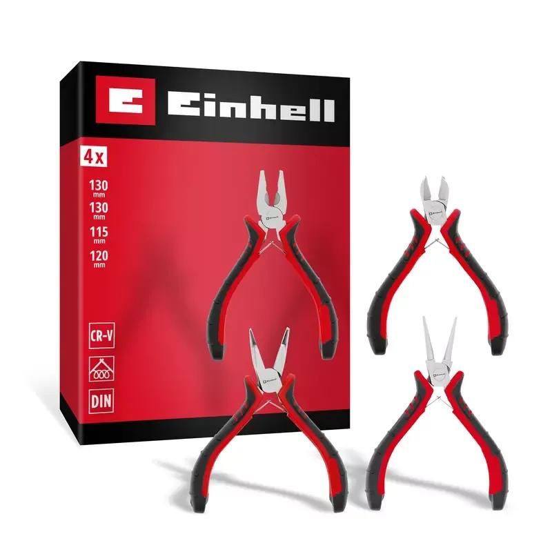 Conjunto de Alicates de Precisão EINHELL 370532 (Aço cromo-vanádio - 115 / 120 / 130 mm - Preto/Vermelho)
