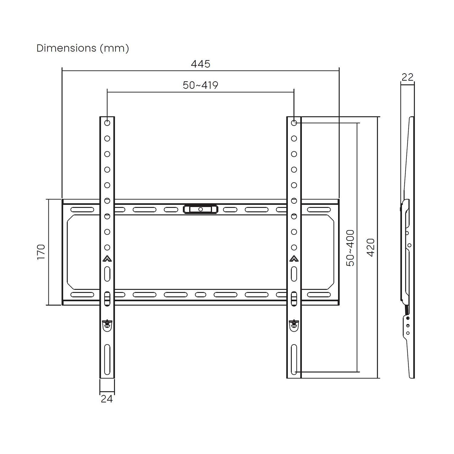 Suporte de Parede para TV e Monitor AISENS WT75F-389 (32-75" - 45 kg - Preto) — miniatura 7