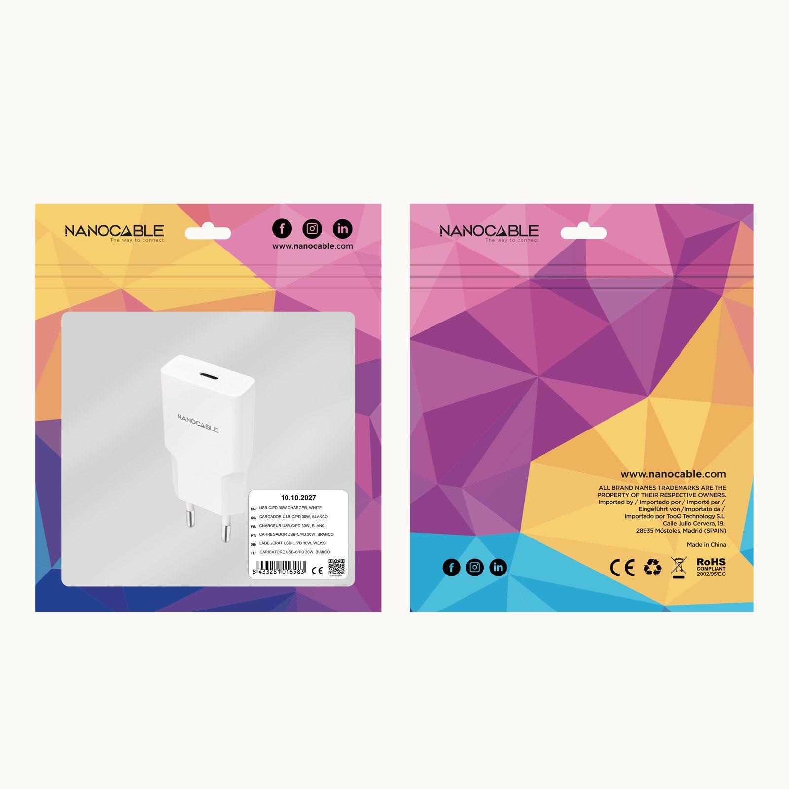 Carregador de Parede NANOCABLE 10.10.2027 (30 W - Branco), miniatura 3