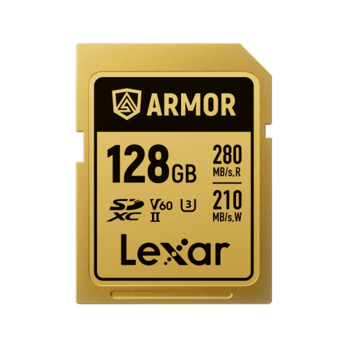 Cartão de Memória LEXAR Armor Gold Pro Series SDXC UHS-II (128GB - Classe 10 - 280 MB/s - Dourado)