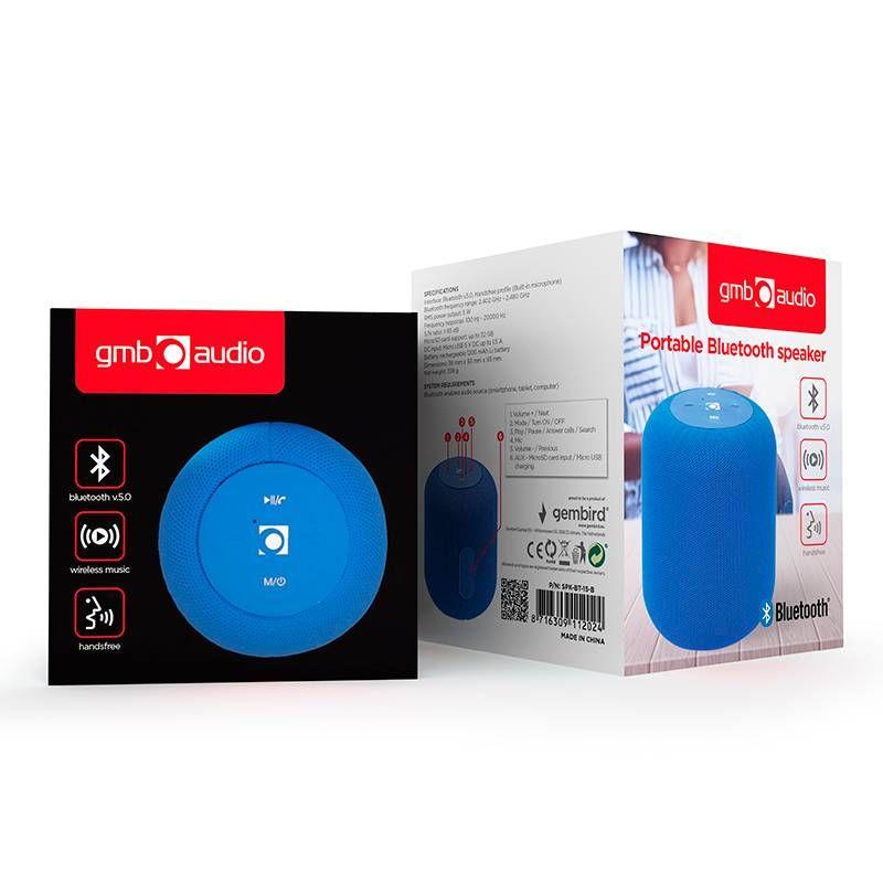 Coluna Portátil GEMBIRD SPK-BT-15-B (5 W - USB - Azul), miniatura 3