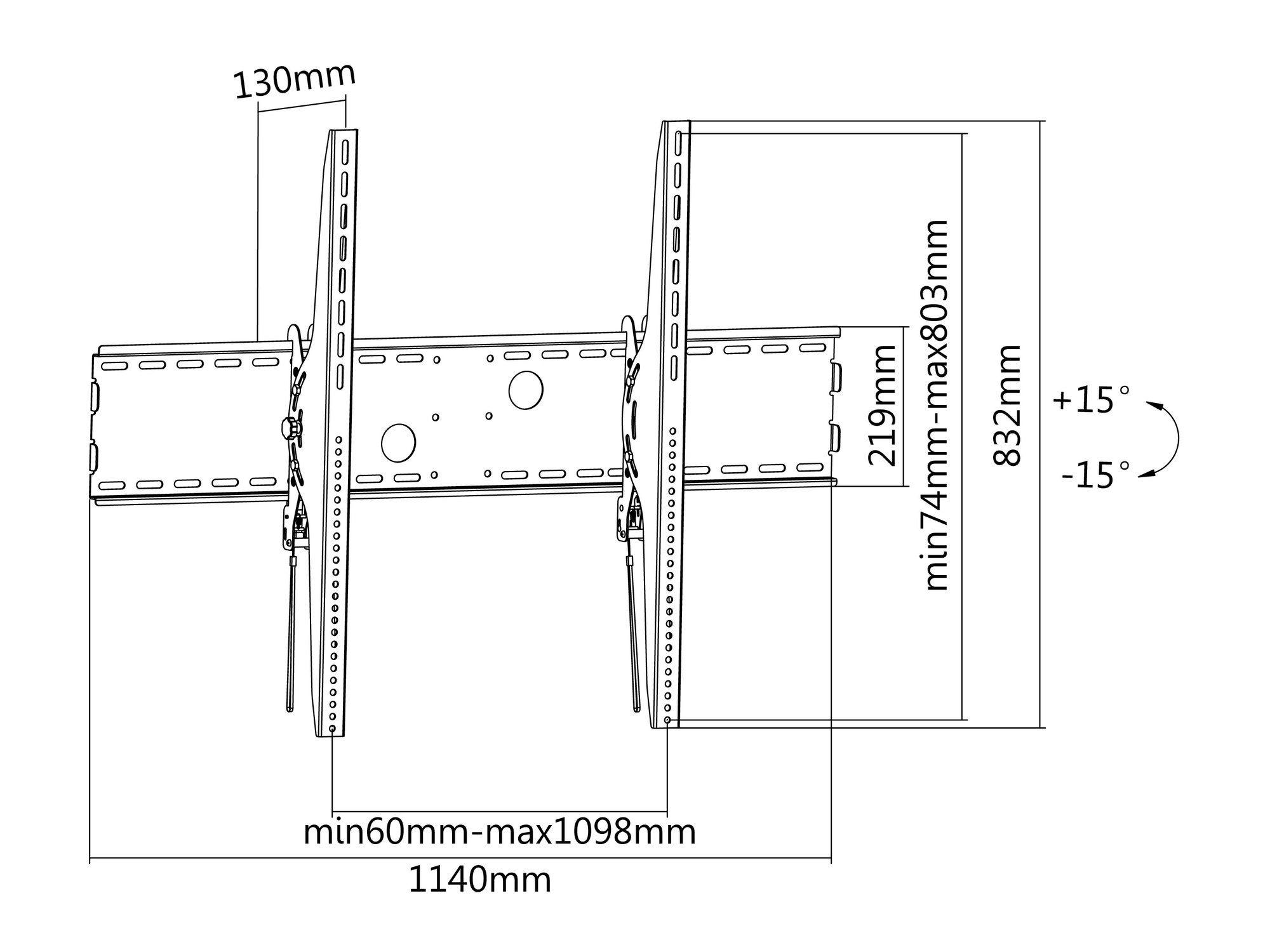 Suporte de Parede para TV EQUIP 650322 (60–100" - VESA até 1000 x 800 mm - Preto), miniatura 5