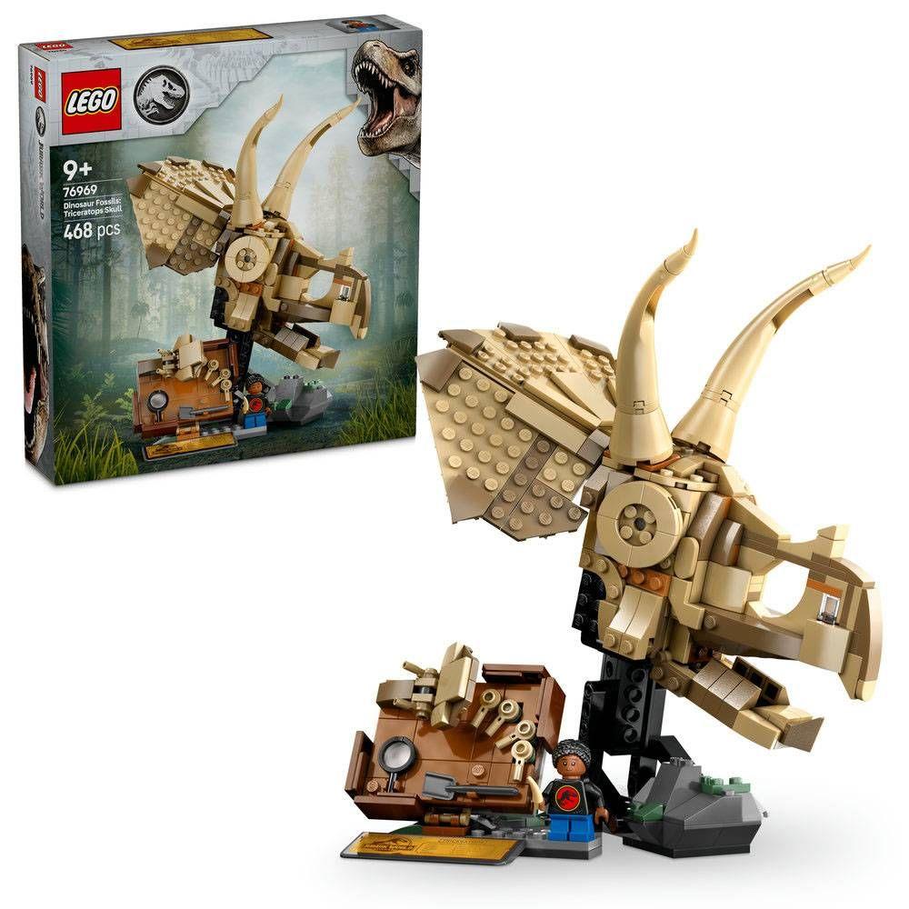LEGO 76969 Jurassic World Fósseis de dinossauros: Crânio de Triceratops (9+ anos - 468 peças), miniatura 3