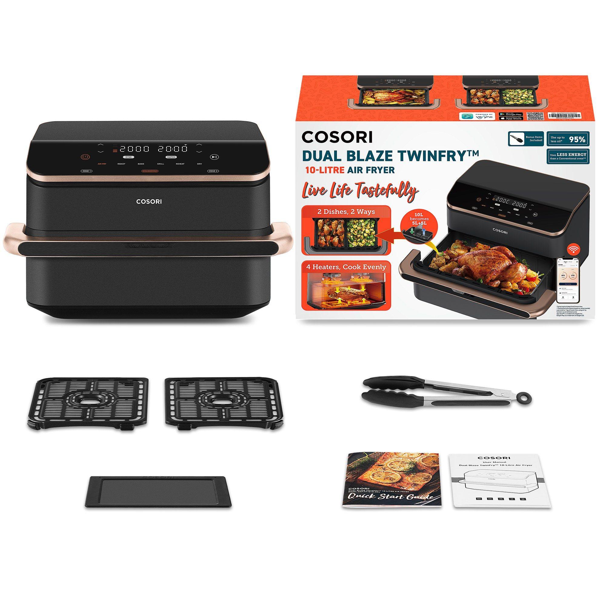 Fritadeira Independente COSORI Dual Blaze TwinFry Chef Edition (2800 W - 240 °C - 35 °C - Cinzento-escuro/Rosa dourado), miniatura 3