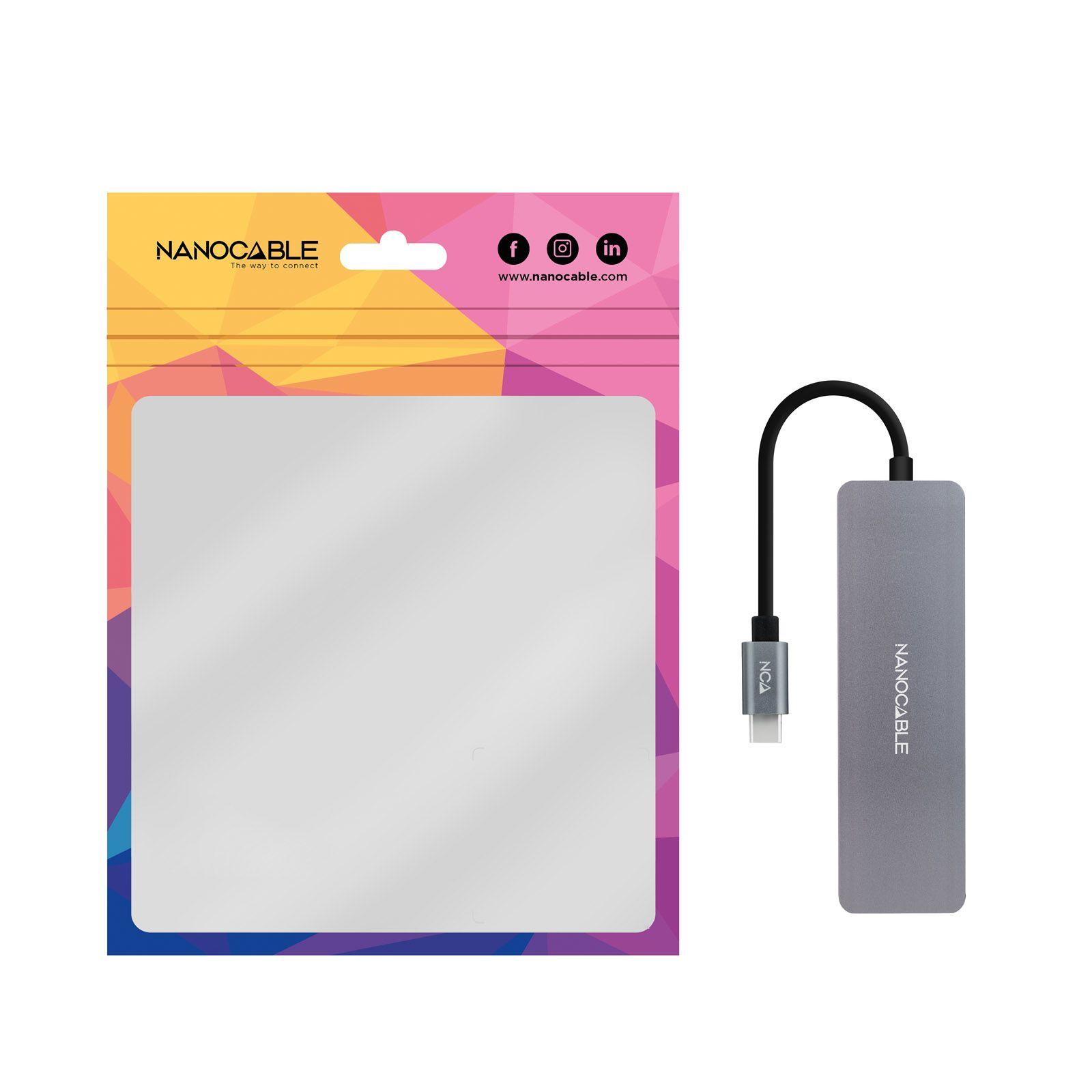 Hub USB-C NANOCABLE 10.16.4409 (0,1 m - Cinzento) — miniatura 2