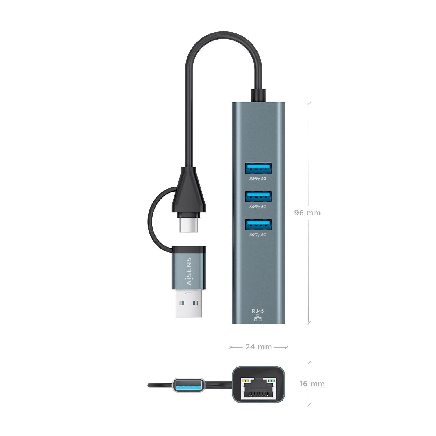 Hub USB-C AISENS A109-1033 (0,15 m - Cinzento) — miniatura 4