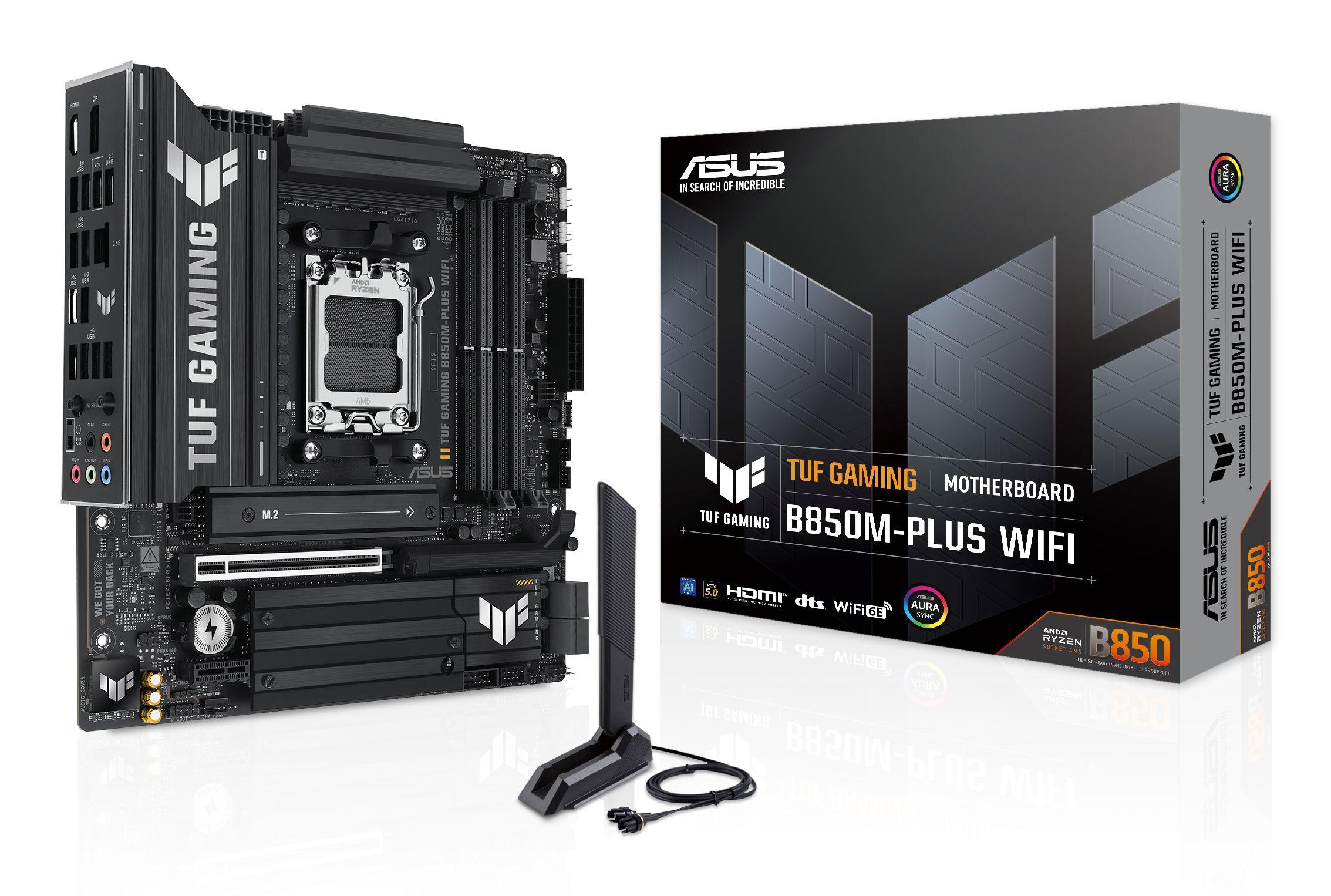 Motherboard ASUS TUF GAMING B850M-PLUS WIFI (AM5 - micro ATX - Duplo canal - Preto)